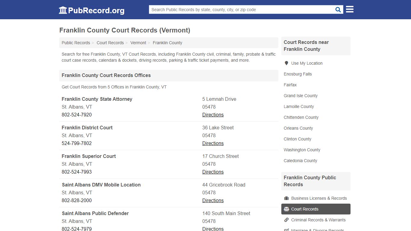 Free Franklin County Court Records (Vermont Court Records)
