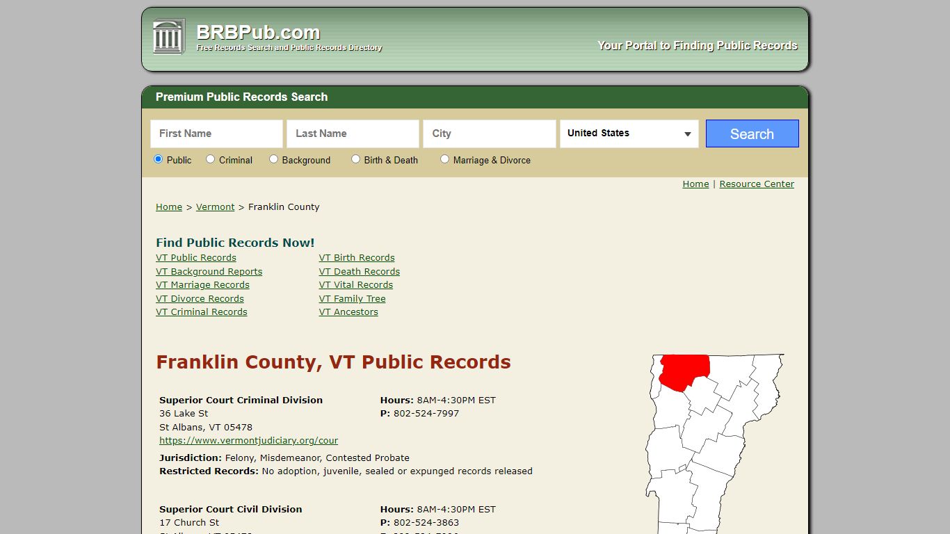 Franklin County Public Records | Search Vermont Government ...