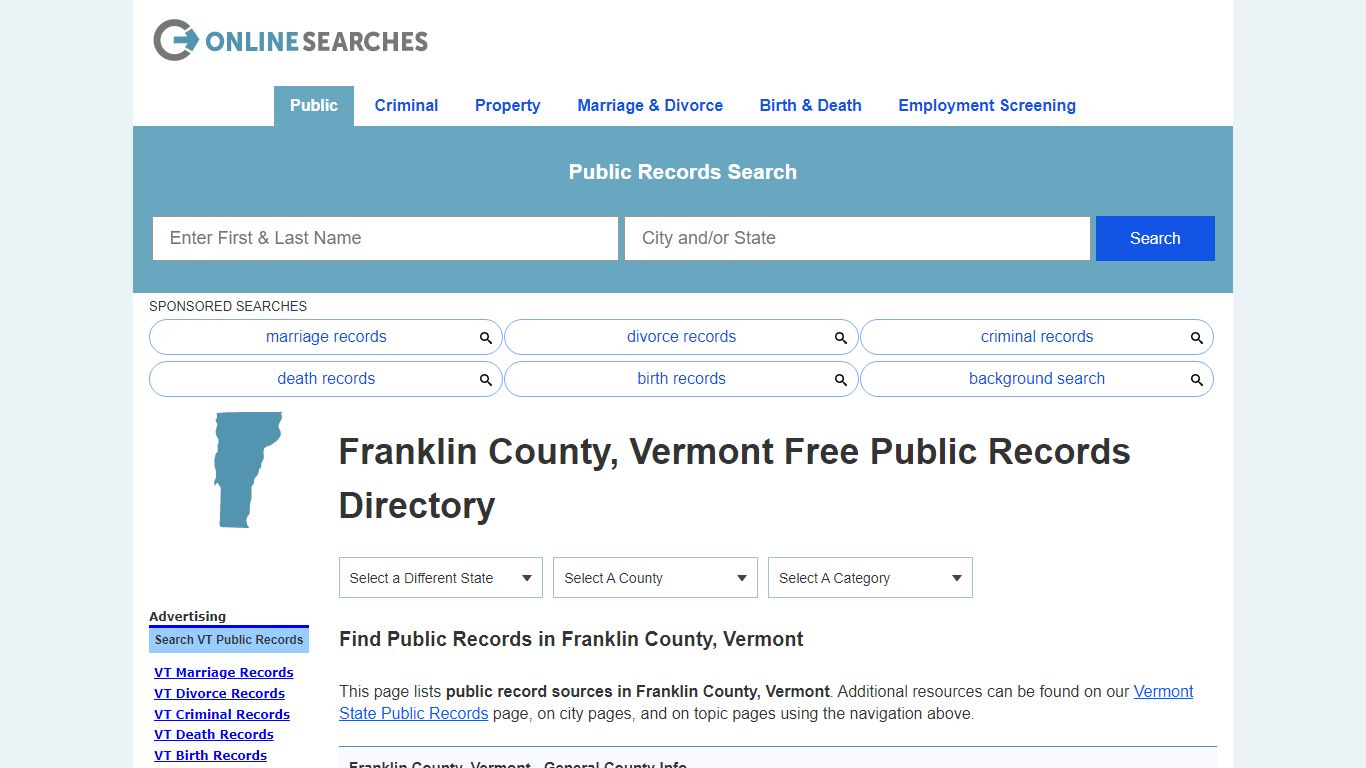 Franklin County, Vermont Public Records Directory
