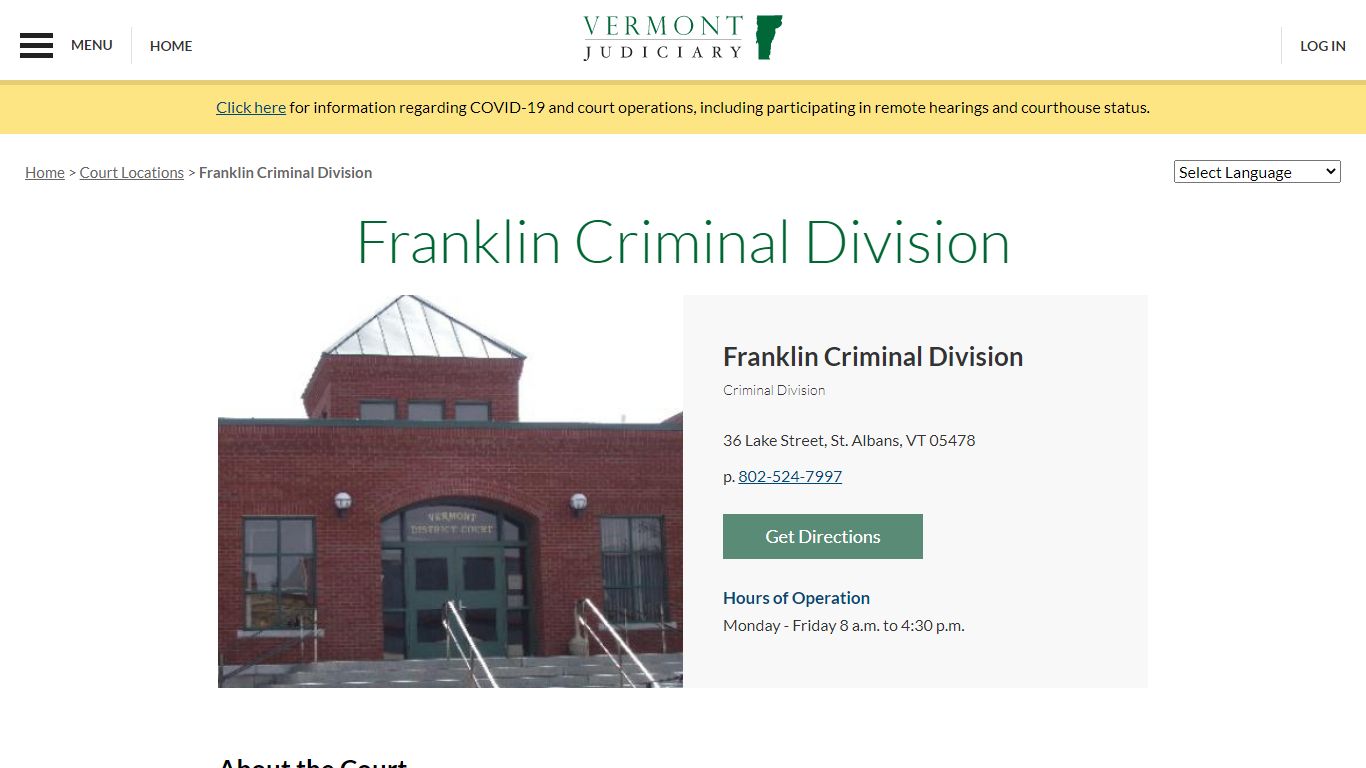 Franklin Criminal Division | Vermont Judiciary