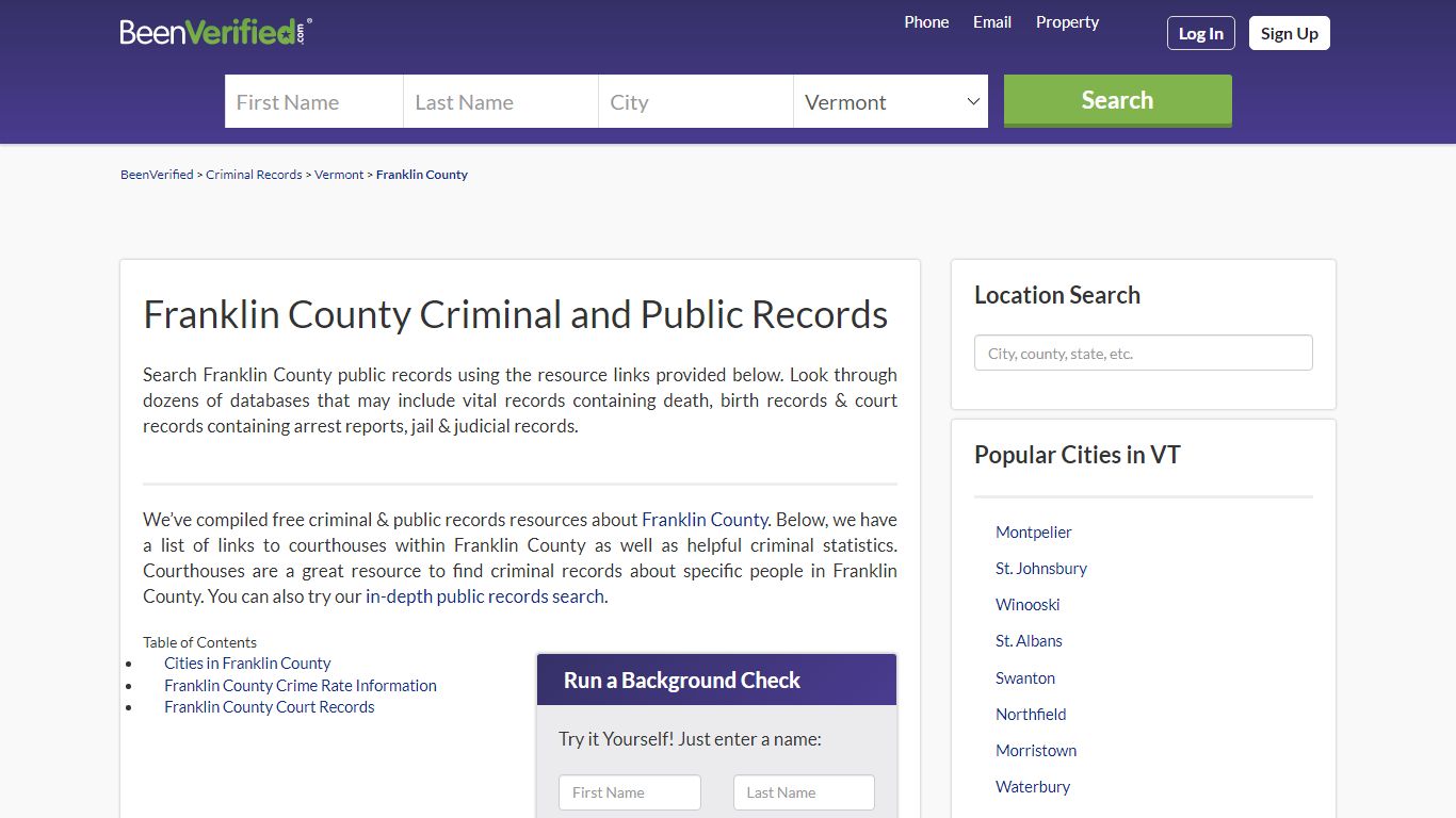 Franklin County Arrest Records in VT - Court & Criminal ...